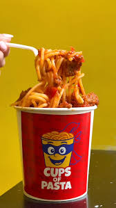A tray of pasta set up for a group order